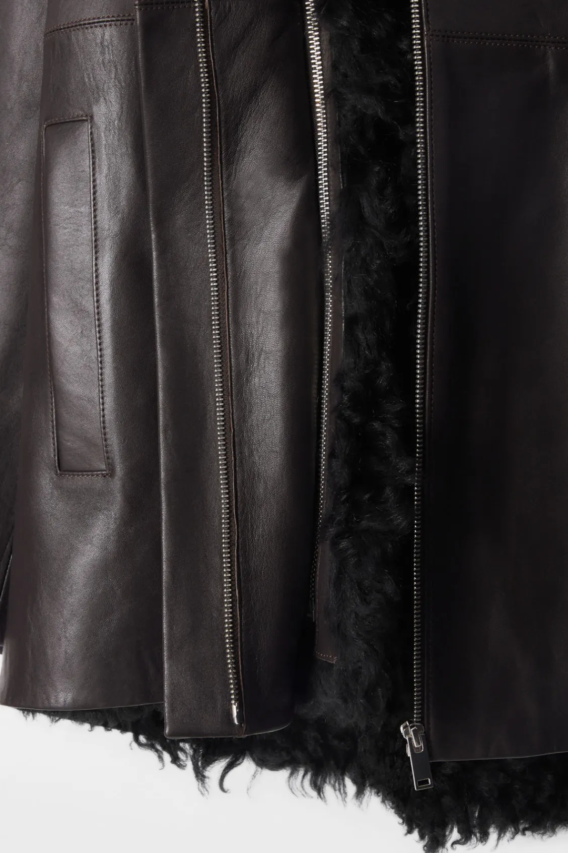 COS SHEARLING-LINED NAPPA HOODED JACKET-Women Coats & Jackets