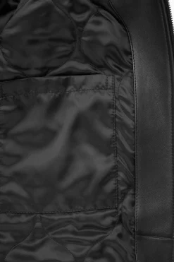 COS SHEARLING-TRIMMED LEATHER BOMBER JACKET- Coats & Jackets