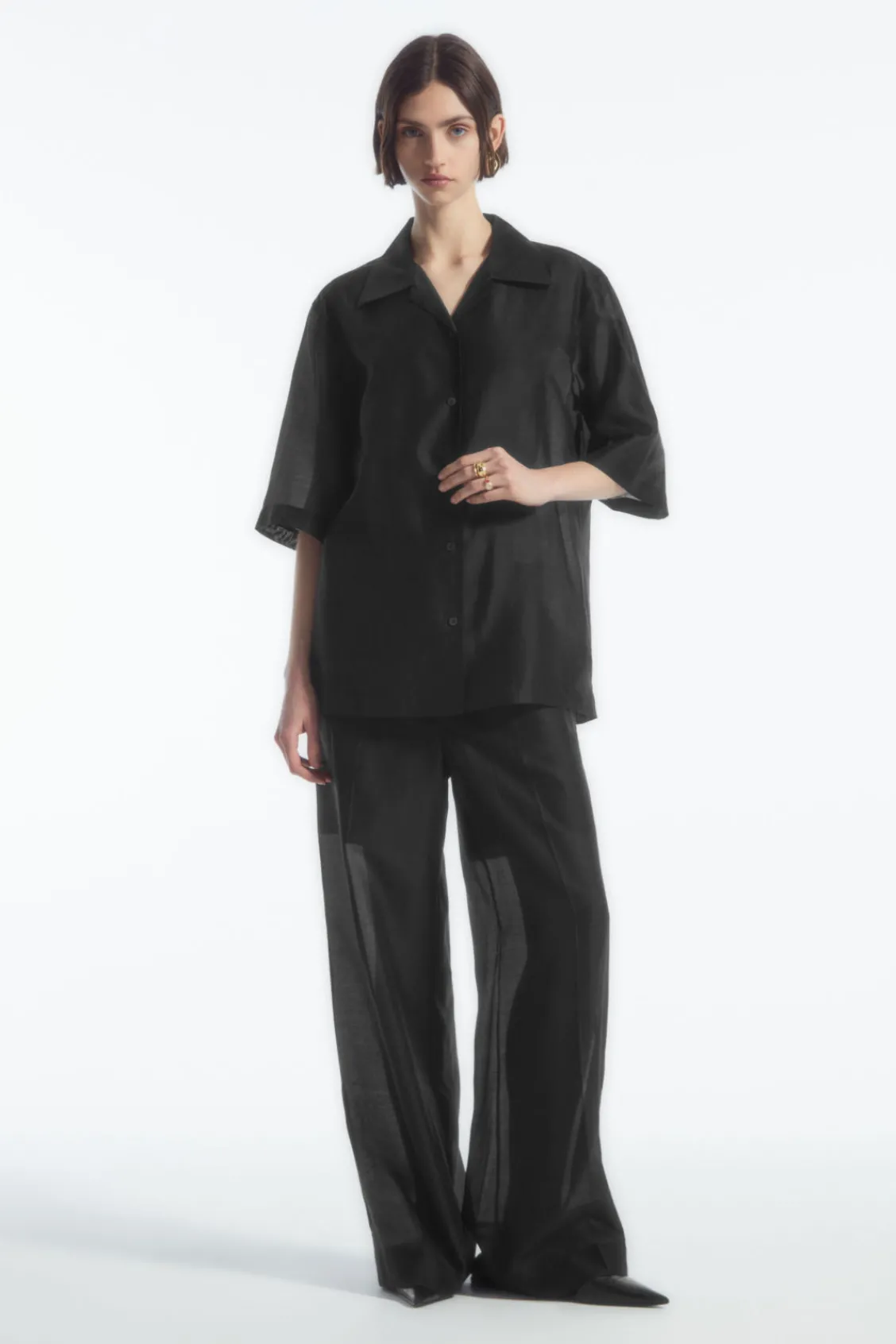 COS SHEER SHORT-SLEEVED SHIRT-Women Shirts & Blouses | Tops