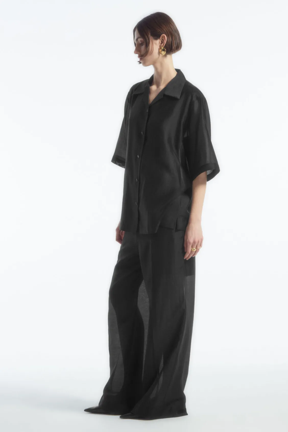 COS SHEER SHORT-SLEEVED SHIRT-Women Shirts & Blouses | Tops