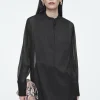 COS SHEER SILK TUXEDO SHIRT-Women Shirts & Blouses | Tops
