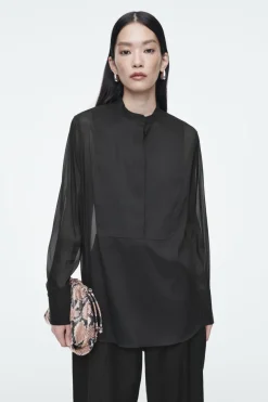 COS SHEER SILK TUXEDO SHIRT-Women Shirts & Blouses | Tops