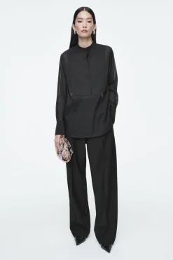 COS SHEER SILK TUXEDO SHIRT-Women Shirts & Blouses | Tops