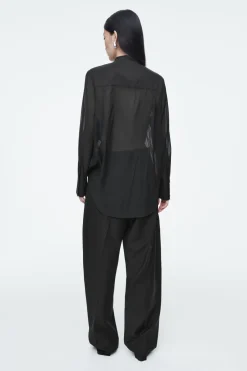 COS SHEER SILK TUXEDO SHIRT-Women Shirts & Blouses | Tops