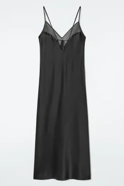 COS SHEER-PANEL SILK SLIP DRESS-Women Dresses & Jumpsuits