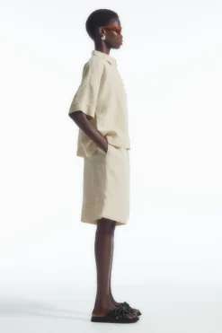 COS SHORT-SLEEVED LINEN SHIRT-Women Shirts & Blouses | Tops