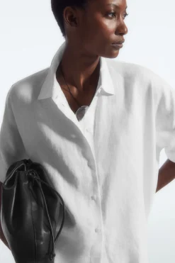 COS SHORT-SLEEVED LINEN SHIRT-Women Shirts & Blouses | Tops