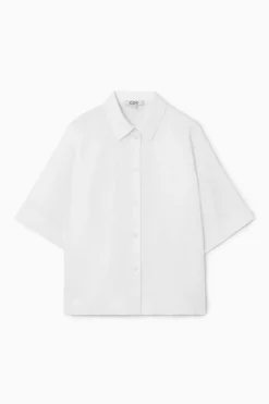 COS SHORT-SLEEVED LINEN SHIRT-Women Shirts & Blouses | Tops
