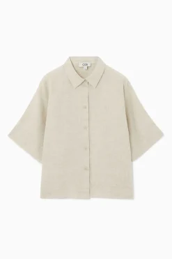 COS SHORT-SLEEVED LINEN SHIRT-Women Shirts & Blouses | Tops
