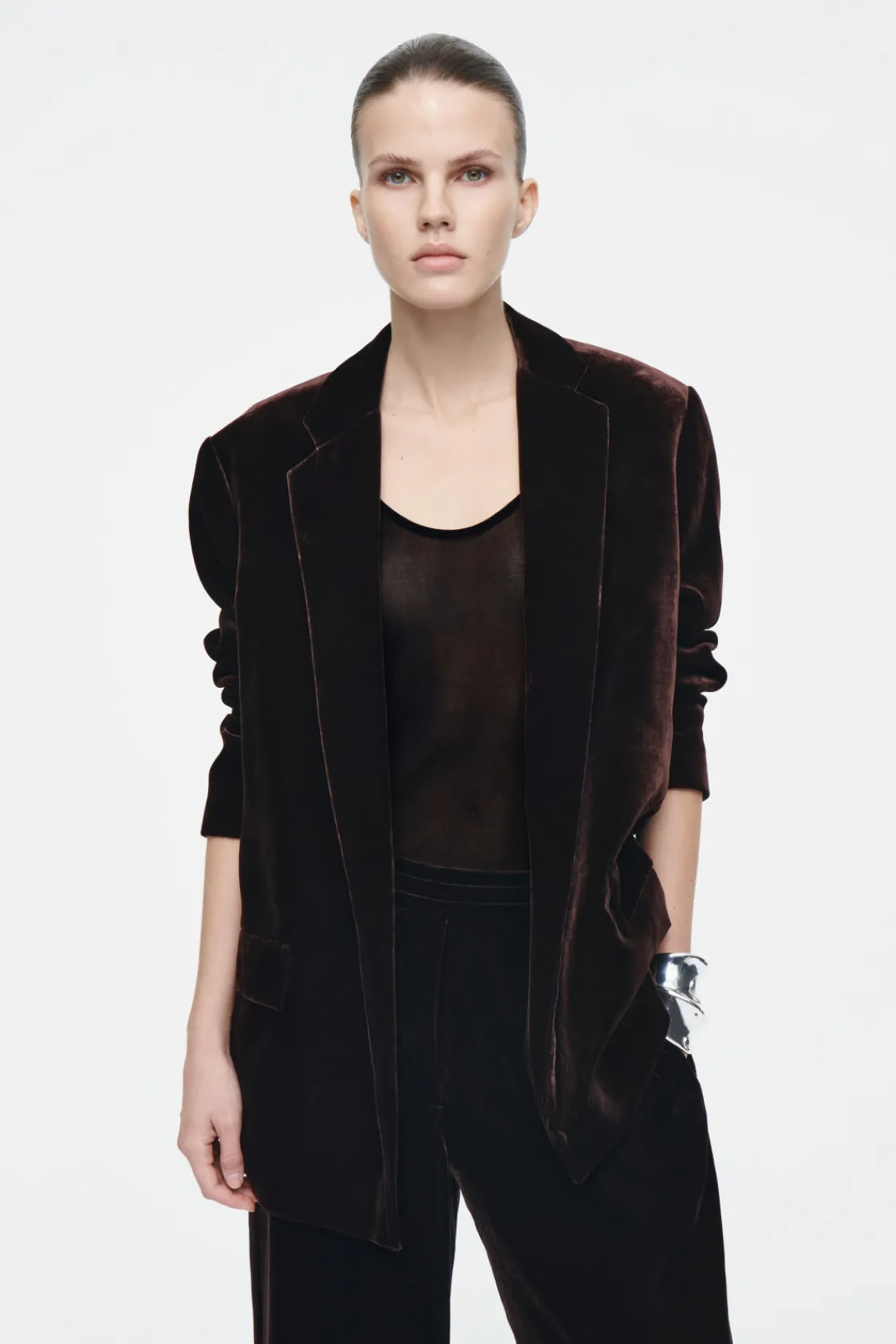 COS SILK-BLEND VELVET BLAZER-Women Vests & Tailoring | Coats & Jackets