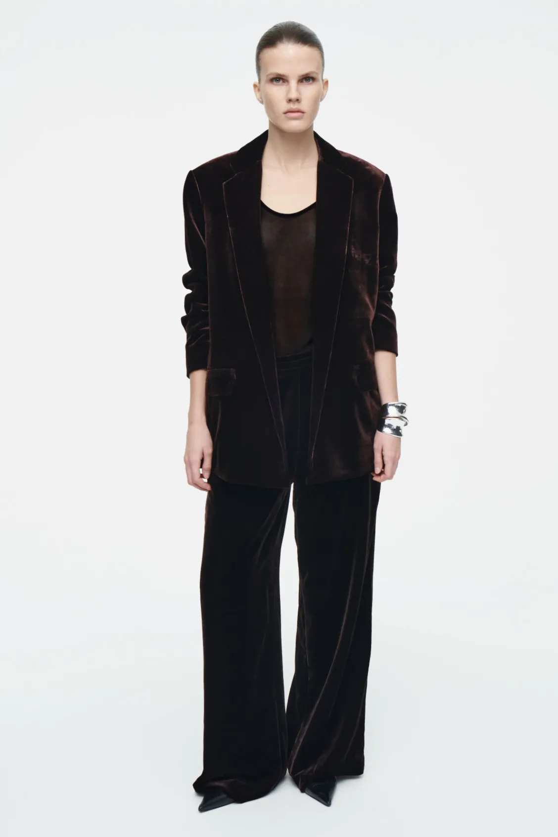 COS SILK-BLEND VELVET BLAZER-Women Vests & Tailoring | Coats & Jackets