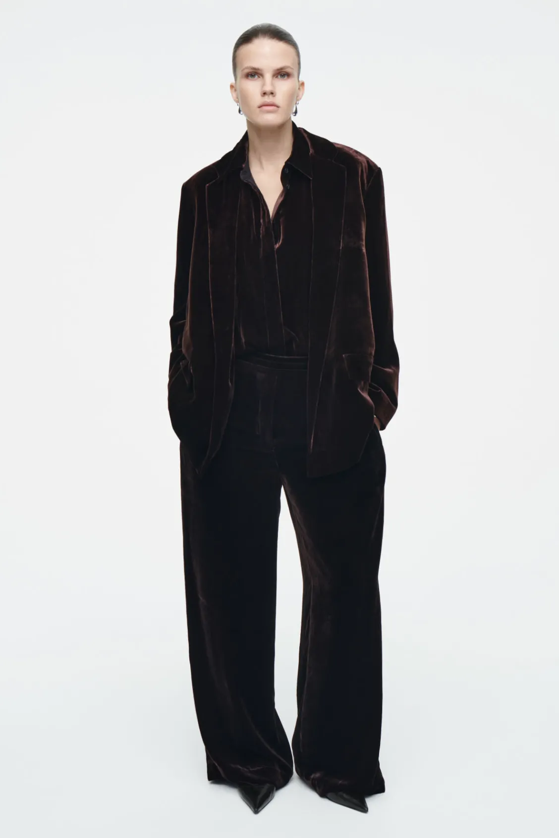COS SILK-BLEND VELVET BLAZER-Women Vests & Tailoring | Coats & Jackets