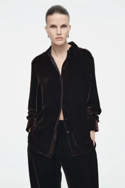 COS SILK-BLEND VELVET SHIRT-Women Shirts & Blouses | Tops