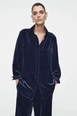 COS SILK-BLEND VELVET SHIRT-Women Shirts & Blouses | Tops