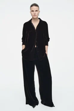 COS SILK-BLEND VELVET SHIRT-Women Shirts & Blouses | Tops