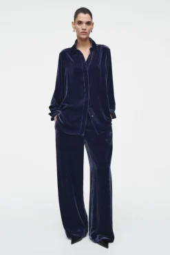 COS SILK-BLEND VELVET SHIRT-Women Shirts & Blouses | Tops
