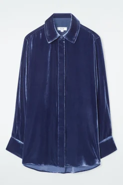 COS SILK-BLEND VELVET SHIRT-Women Shirts & Blouses | Tops