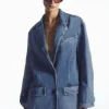 COS SINGLE-BREASTED DENIM BLAZER-Women Coats & Jackets