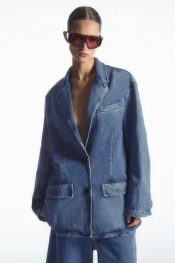 COS SINGLE-BREASTED DENIM BLAZER-Women Coats & Jackets