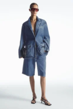 COS SINGLE-BREASTED DENIM BLAZER-Women Coats & Jackets