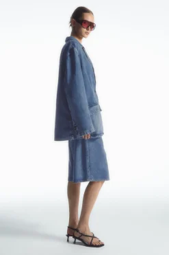 COS SINGLE-BREASTED DENIM BLAZER-Women Coats & Jackets