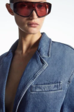 COS SINGLE-BREASTED DENIM BLAZER-Women Coats & Jackets