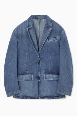 COS SINGLE-BREASTED DENIM BLAZER-Women Coats & Jackets