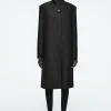 COS SINGLE-BREASTED WOOL-SATIN COAT-Women Coats & Jackets