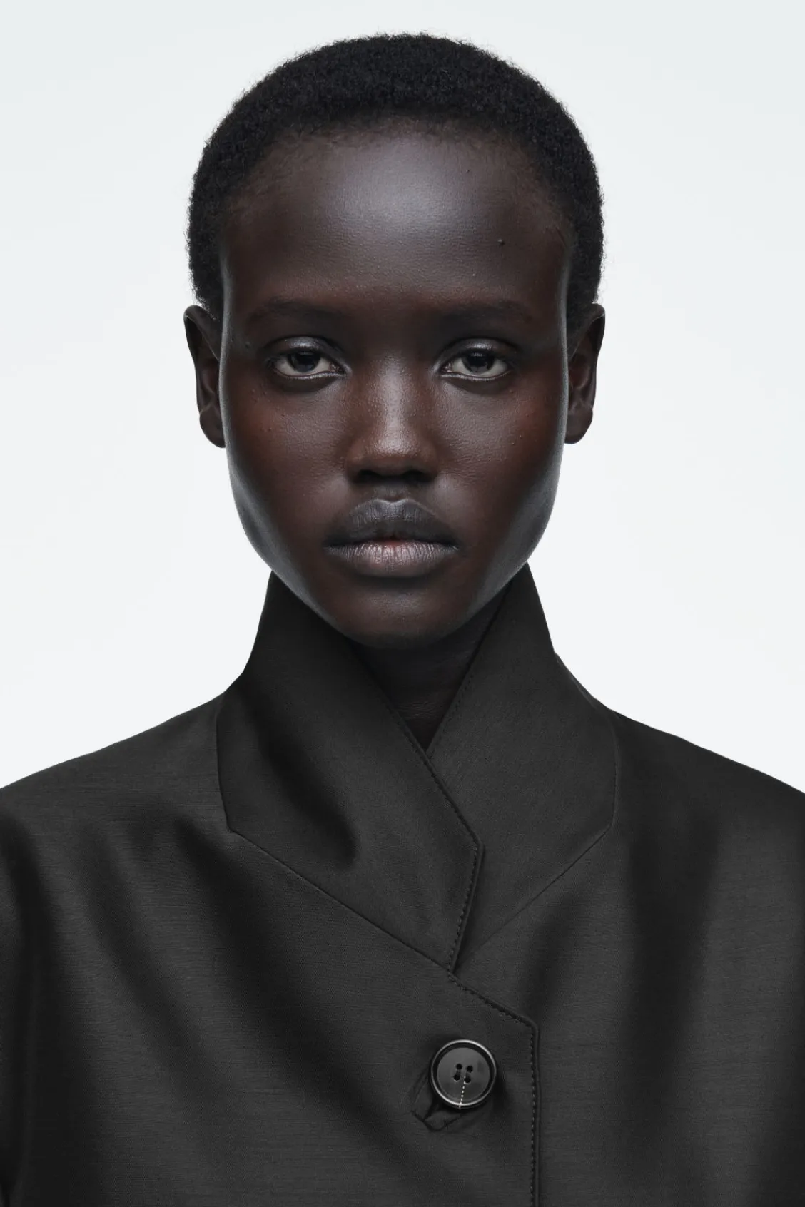 COS SINGLE-BREASTED WOOL-SATIN COAT-Women Coats & Jackets