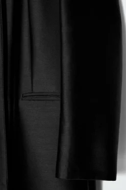 COS SINGLE-BREASTED WOOL-SATIN COAT-Women Coats & Jackets