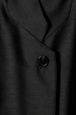 COS SINGLE-BREASTED WOOL-SATIN COAT-Women Coats & Jackets