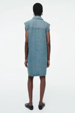 COS SLEEVELESS DENIM MINI SHIRT DRESS-Women Dresses & Jumpsuits
