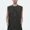 COS SLEEVELESS ZIP-UP DENIM TOP-Women Tops