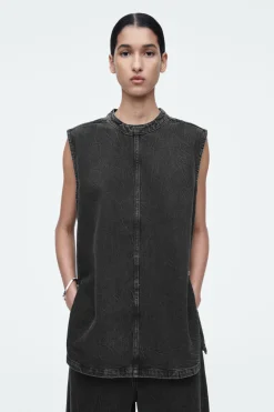 COS SLEEVELESS ZIP-UP DENIM TOP-Women Tops