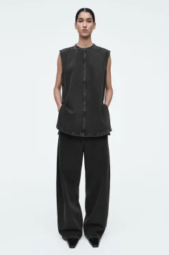 COS SLEEVELESS ZIP-UP DENIM TOP-Women Tops