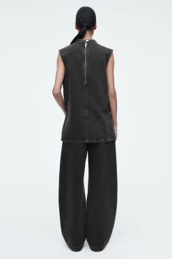 COS SLEEVELESS ZIP-UP DENIM TOP-Women Tops