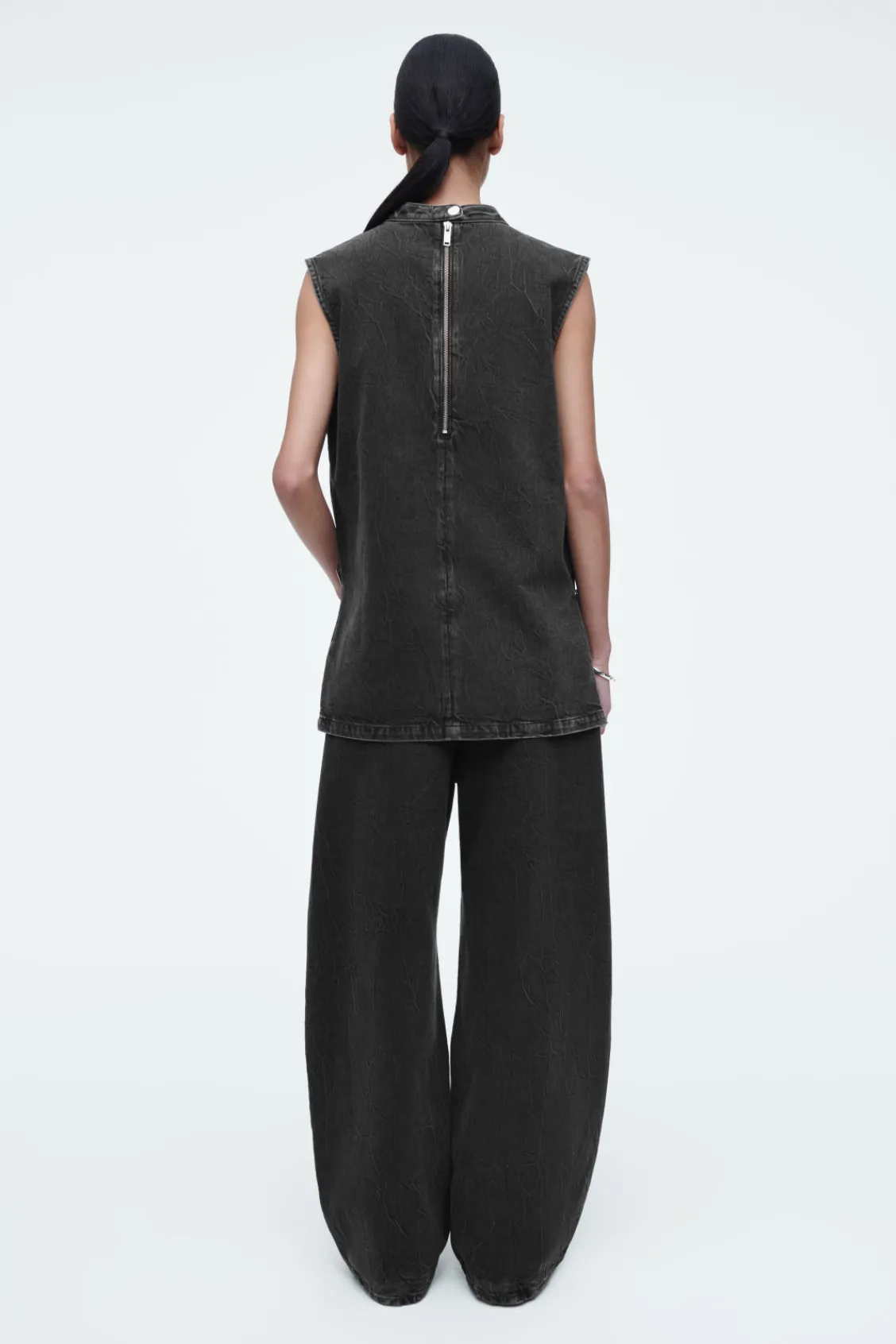 COS SLEEVELESS ZIP-UP DENIM TOP-Women Tops