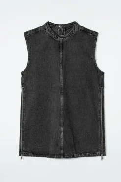 COS SLEEVELESS ZIP-UP DENIM TOP-Women Tops
