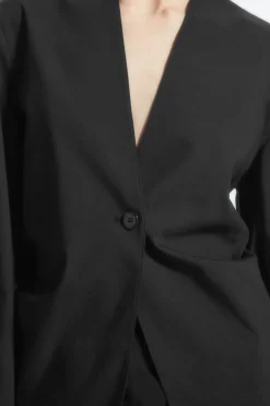 COS SLIM COLLARLESS SINGLE-BREASTED BLAZER-Women Coats & Jackets
