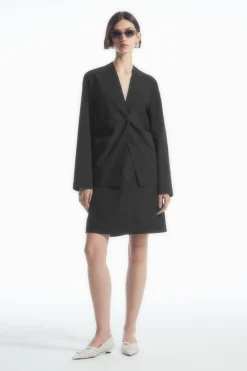 COS SLIM COLLARLESS SINGLE-BREASTED BLAZER-Women Coats & Jackets