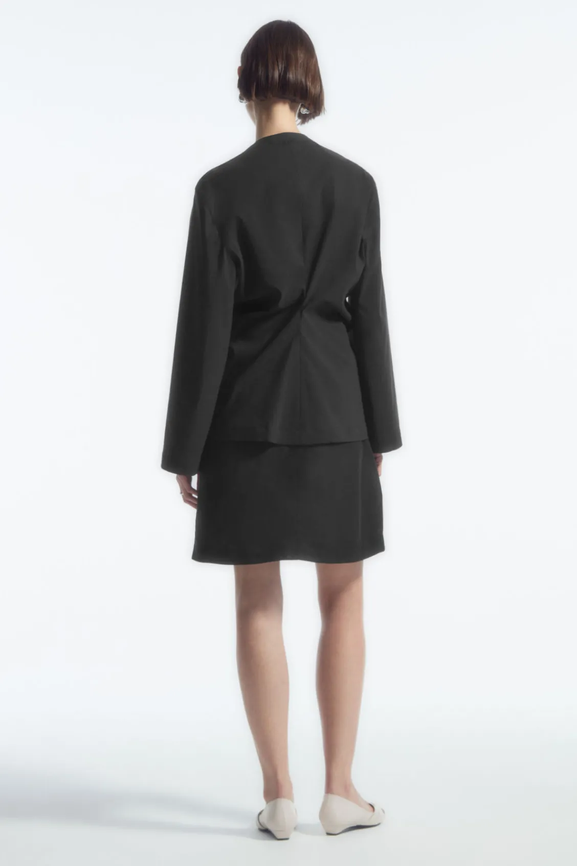 COS SLIM COLLARLESS SINGLE-BREASTED BLAZER-Women Coats & Jackets
