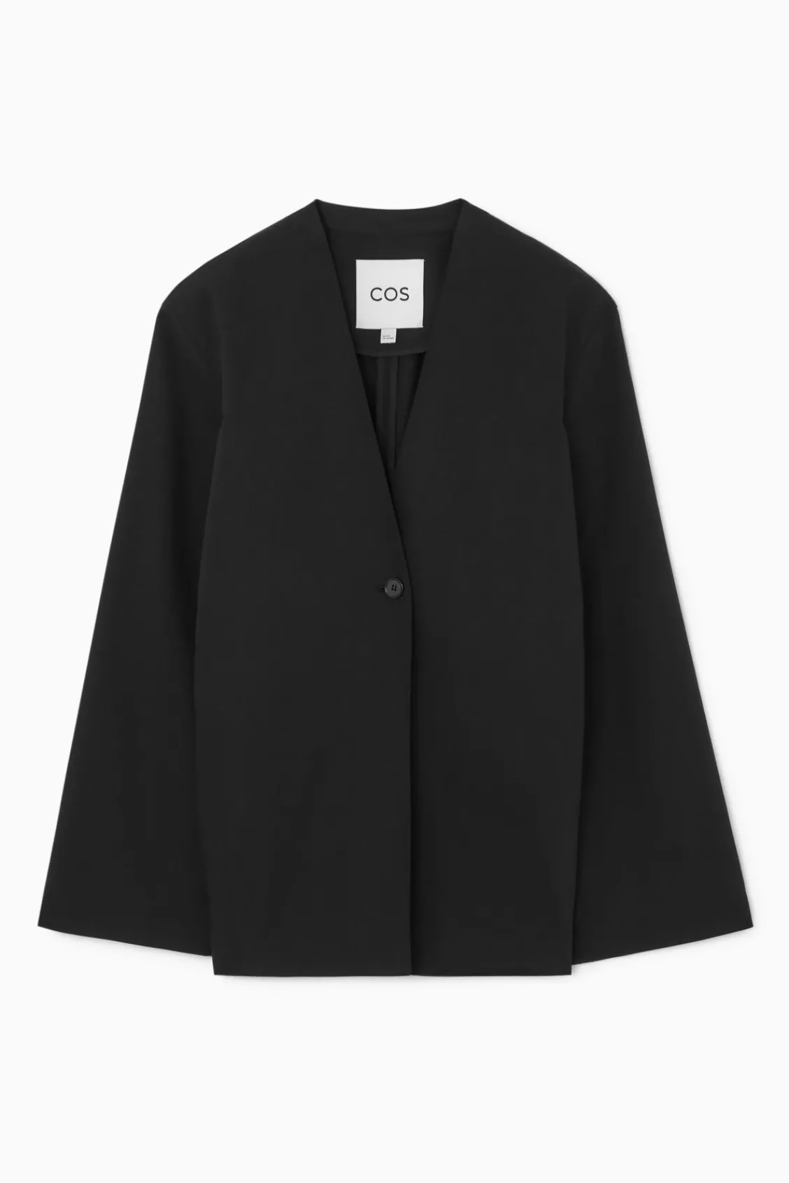 COS SLIM COLLARLESS SINGLE-BREASTED BLAZER-Women Coats & Jackets