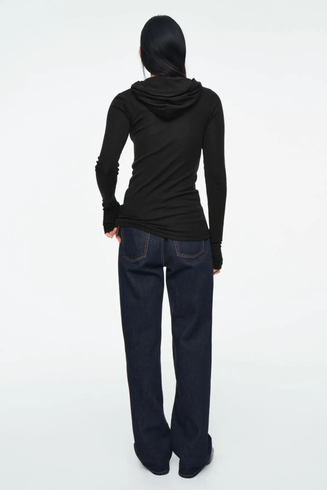 COS SLIM HALF-ZIP WOOL HOODIE-Women Tops | Sweaters & Cardigans