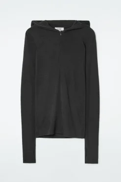 COS SLIM HALF-ZIP WOOL HOODIE-Women Tops | Sweaters & Cardigans