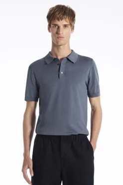 COS SLIM KNITTED SILK POLO SHIRT- Polo Shirts | Sweaters & Cardigans