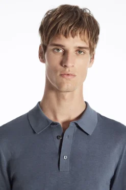 COS SLIM KNITTED SILK POLO SHIRT- Polo Shirts | Sweaters & Cardigans