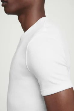 COS SLIM RIBBED COTTON T-SHIRT- T-Shirts