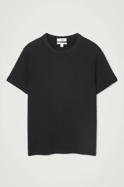 COS SLIM RIBBED COTTON T-SHIRT- T-Shirts