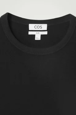 COS SLIM RIBBED COTTON T-SHIRT- T-Shirts