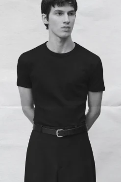 COS SLIM RIBBED COTTON T-SHIRT- T-Shirts